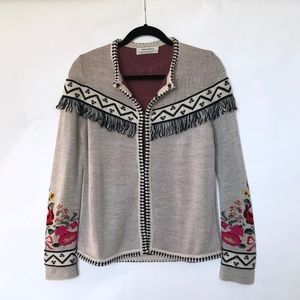 Anthropologie Verona  Fringed Sweater Jacket